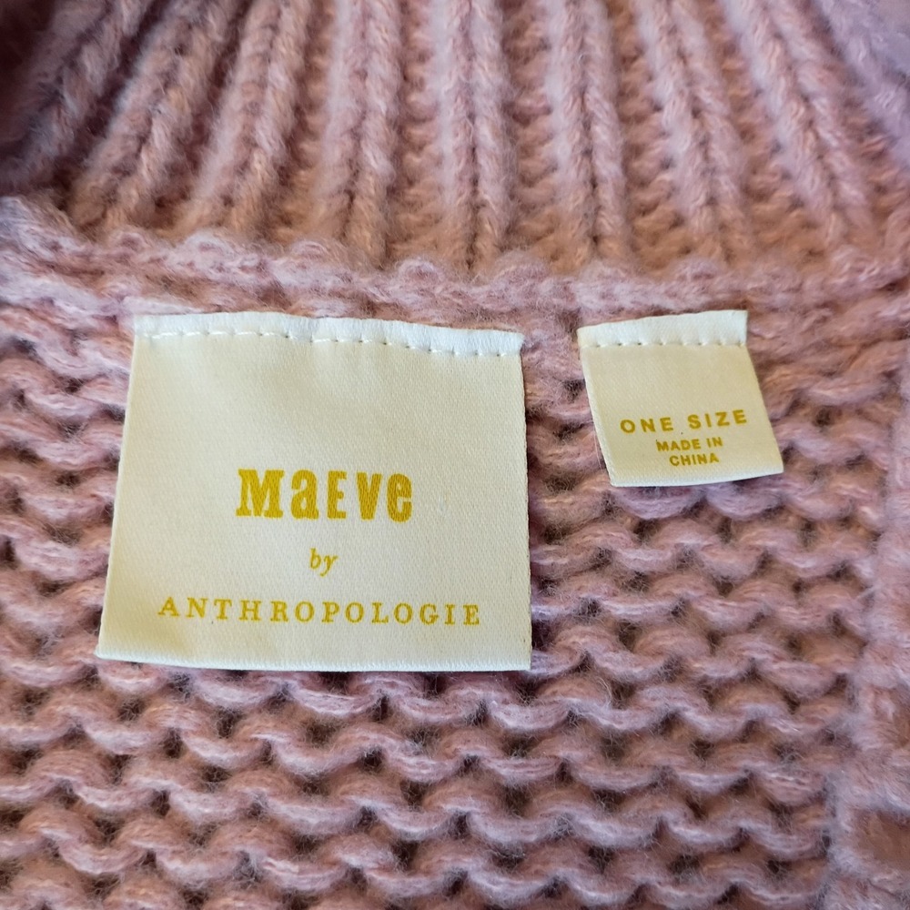 Maeve Anthropologie Chunky‎ 3D Flower Knit Cardigan O/S Pink Sweater Has Flaw - Picture 8 of 13